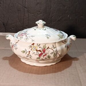 Vintage SPODE Porcelain Tureen with Gold Handles Made in ENGLAND
